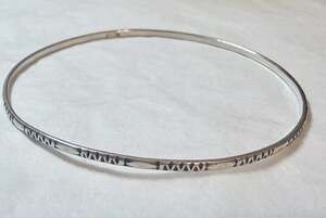 Vintage 925 Sterling Silver Zig Zag V Patterned Bangle Bracelet Size 7.5 Marked